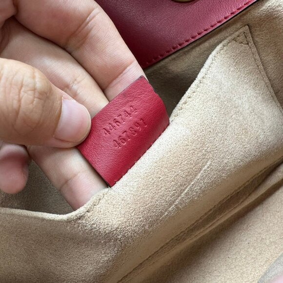 Gucci Red Quilted Leather GG Marmont Matelasse Mini Bag 799-071125 - Picture 15 of 16